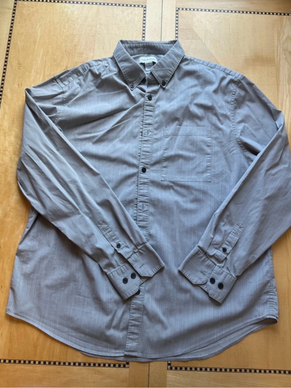 Calvin Klein Men's Button-Down Dress Shirt in Light Gray
